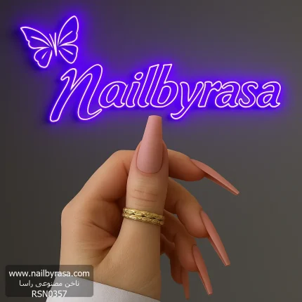 ناخن مصنوعی رنگی ساده راسا رنگ صورتی روشن گلدانی بلند مات