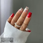 ناخن مصنوعی راسا طرح آلبالو رنگ قرمز فرم مربع