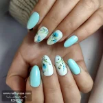 ناخن مصنوعی راسا طرح گل آبرنگی رنگ آبی پاستیلی