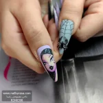 ناخن مصنوعی راسا طرح دختر و عنکبوت رنگ بنفش یاسی مشکی RSR1281