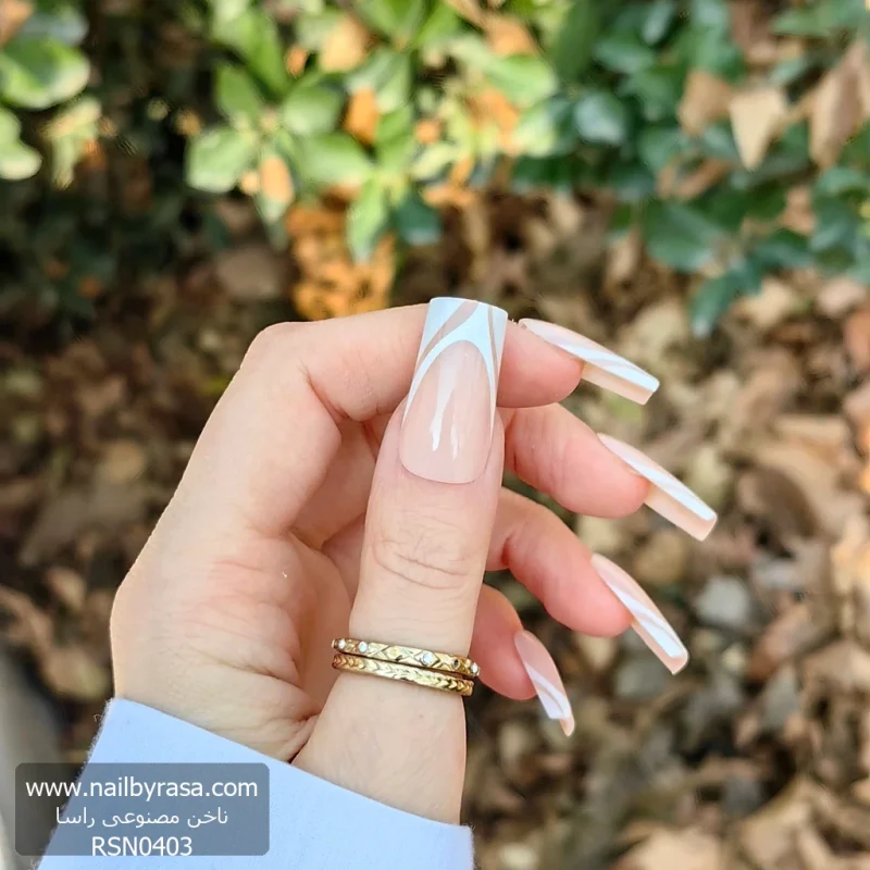 ناخن مصنوعی رنگ ناخن راسا طرح فرنچ کد RSF05