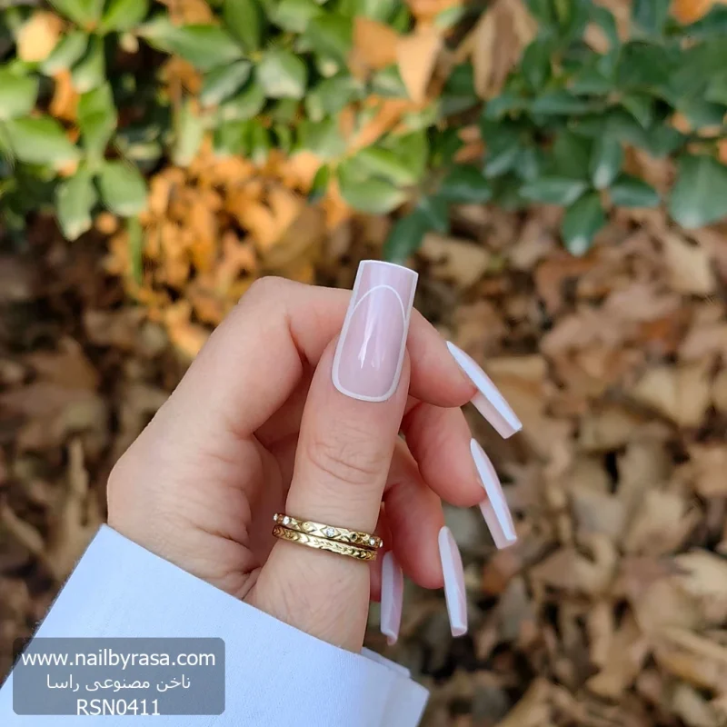 ناخن مصنوعی رنگ ناخن راسا طرح فرنچ کد RSF13
