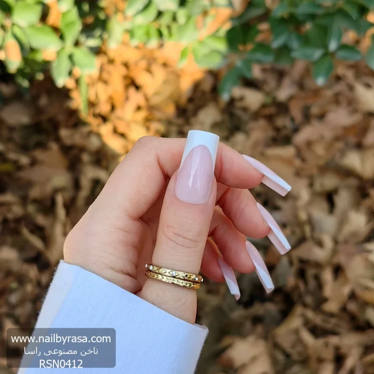 ناخن مصنوعی رنگ ناخن راسا طرح فرنچ کد RSF14