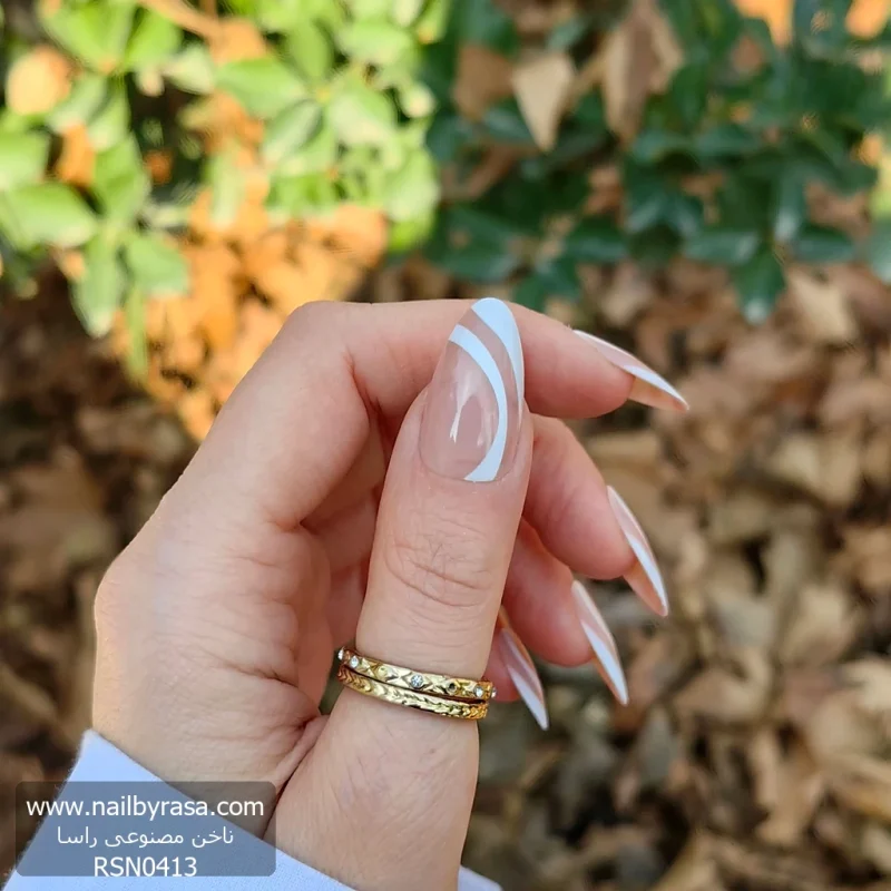 ناخن مصنوعی رنگ ناخن راسا طرح فرنچ کد RSF15