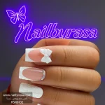 ناخن مصنوعی راسا مناسب عروس طرح فرنچ و پاپیون نگین دار