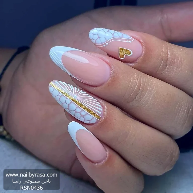 ناخن مصنوعی راسا مناسب عروس طرح قلب و فرنچ