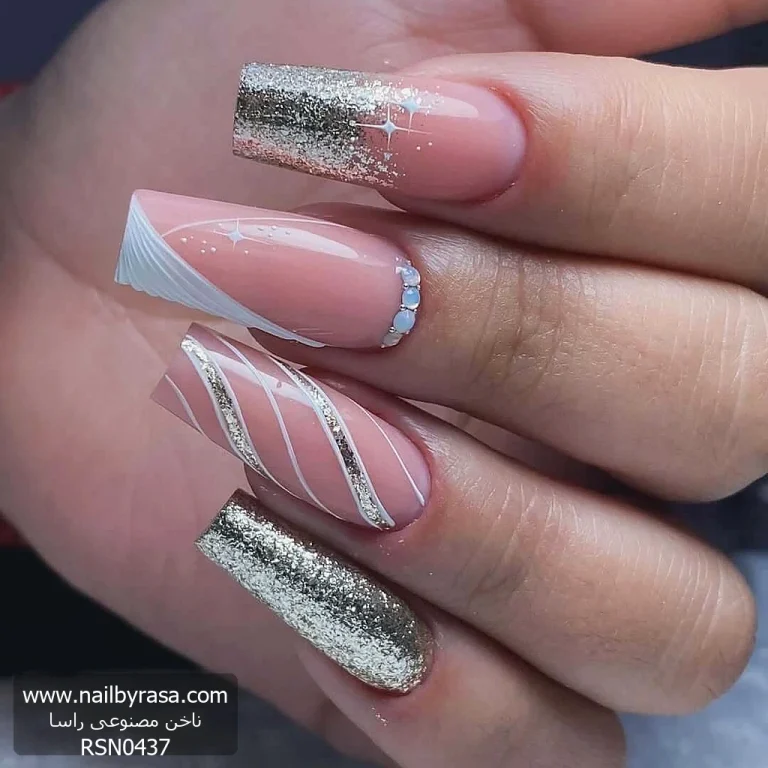 ناخن مصنوعی راسا مناسب عروس رنگ نقره ای
