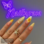 ناخن مصنوعي تابستونی راسا مدل گل و لیمو رنگ زرد