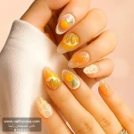 ناخن مصنوعی راسا طرح پرتقال تابستونی رنگ نارنجی و شیری