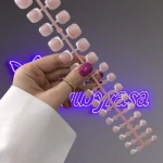 ناخن مصنوعی پا فرنچ بیس صورتی