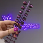 ناخن مصنوعی پا کریستالی کهکشانی رنگ بنفش