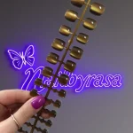 ناخن مصنوعی پا کریستالی کهکشانی رنگ طلایی (2)