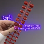 ناخن مصنوعی پا کریستالی کهکشانی رنگ قرمز