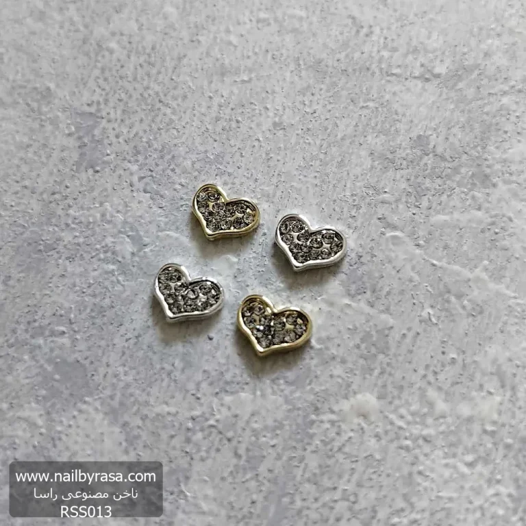 استیکر برجسته ناخن راسا طرح قلب نقره ای طلایی
