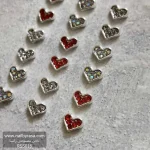 استیکر برجسته ناخن راسا طرح قلب قرمز نقره ای