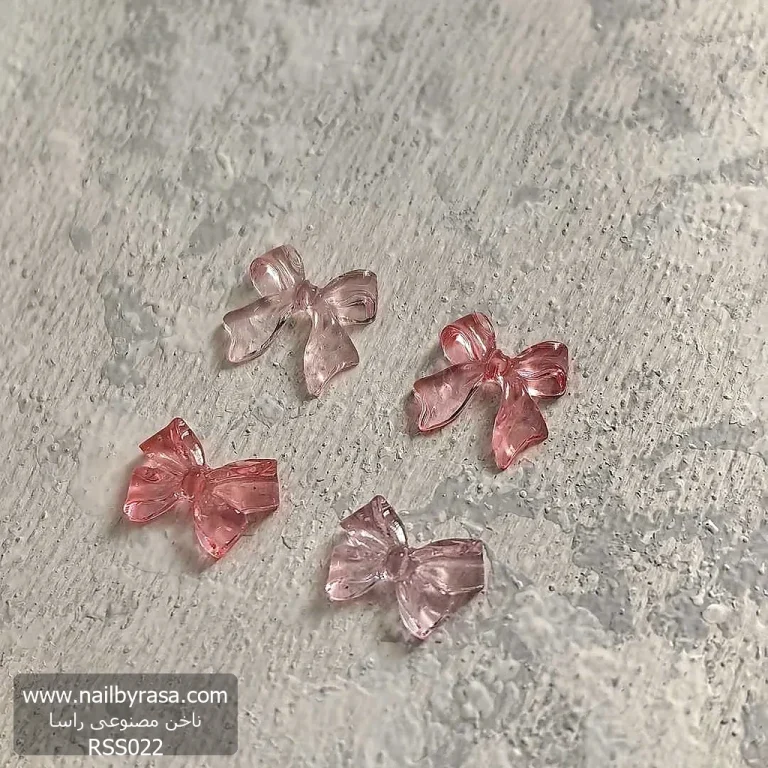 استیکر برجسته ناخن راسا طرح پاپیون صورتی شفاف رزینی
