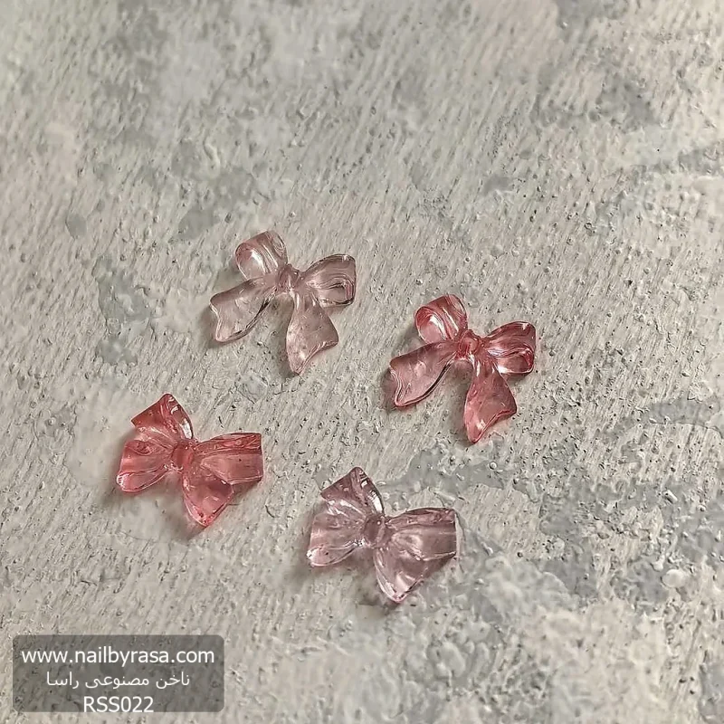 استیکر برجسته ناخن راسا طرح پاپیون صورتی شفاف رزینی