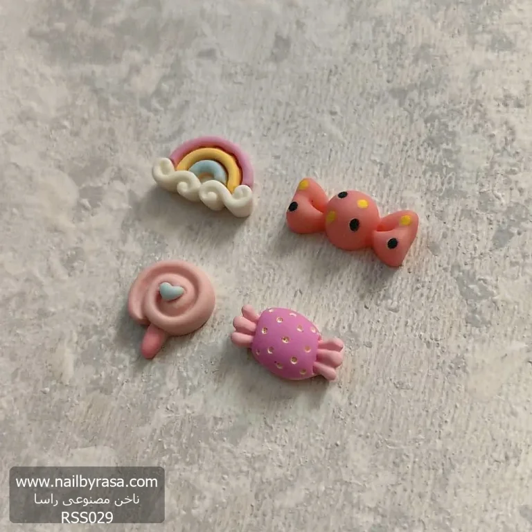 استیکر برجسته ناخن راسا طرح شکلات کندی صورتی سیلیکونی مات