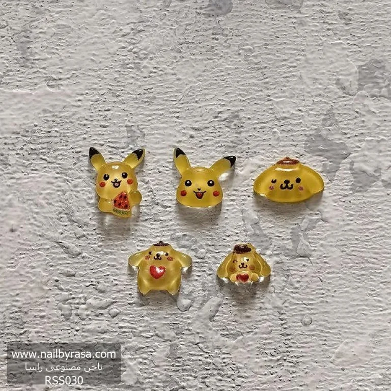 استیکر برجسته ناخن راسا طرح خرگوش پوکمون رزینی زرد