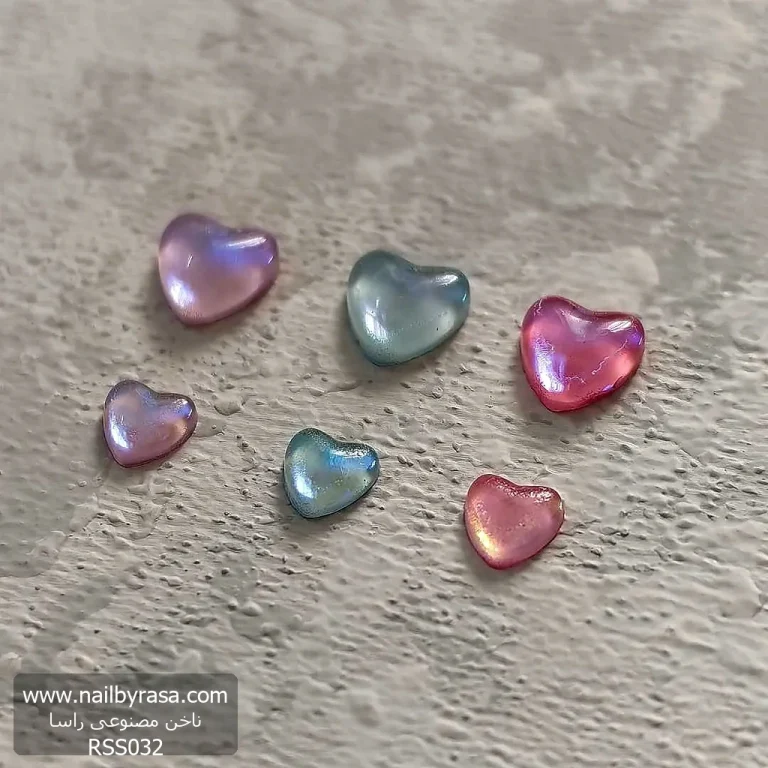 استیکر برجسته ناخن راسا طرح قلب رنگی کرومی