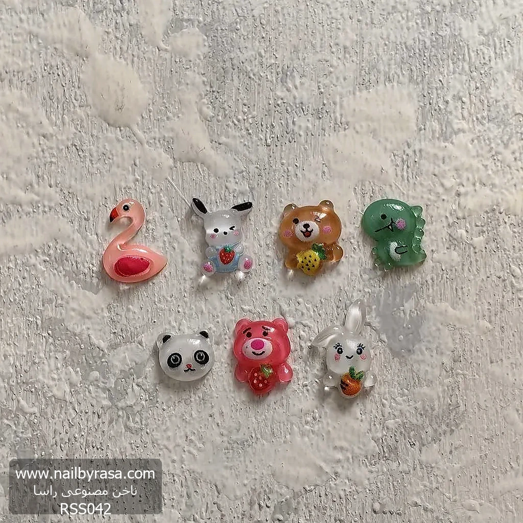 RSS042 استیکر برجسته ناخن راسا طرح دایناسور سبز رزینی