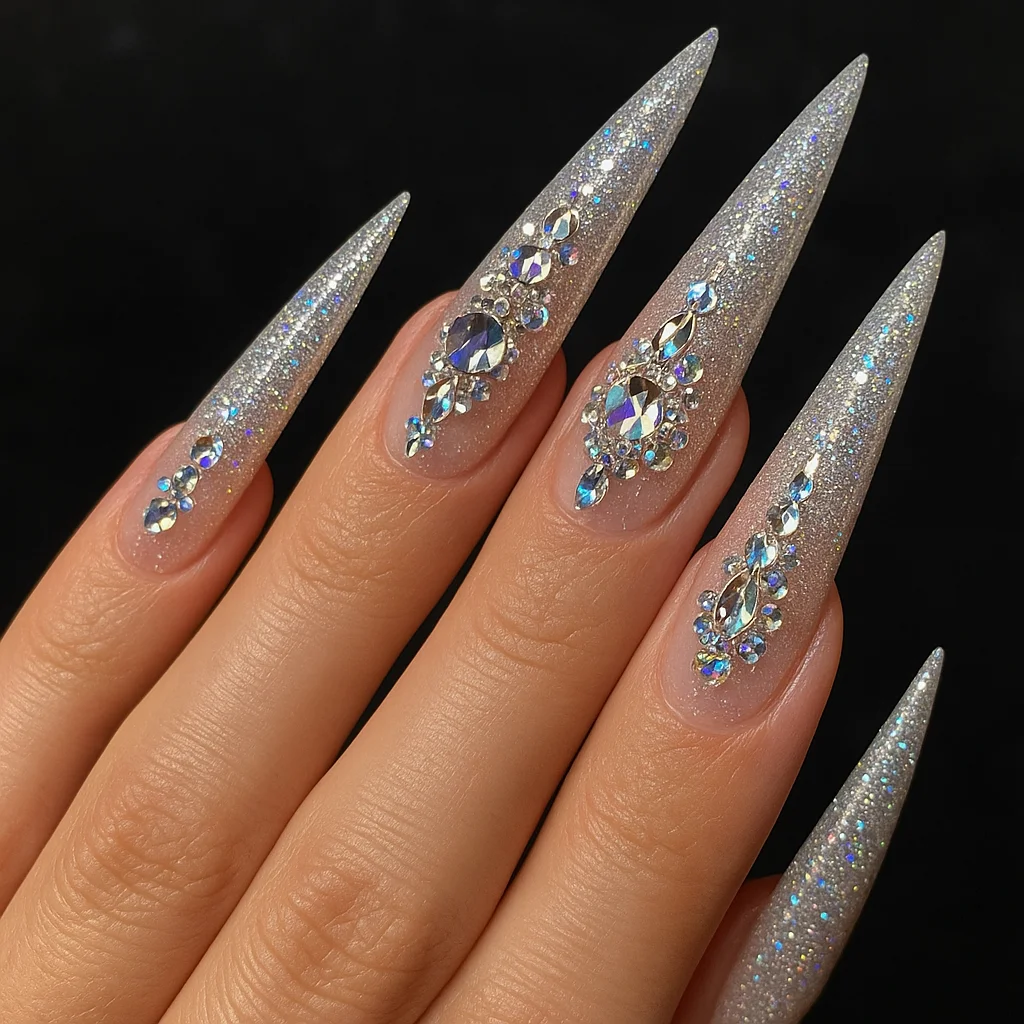 طراحی ناخن نگین دار