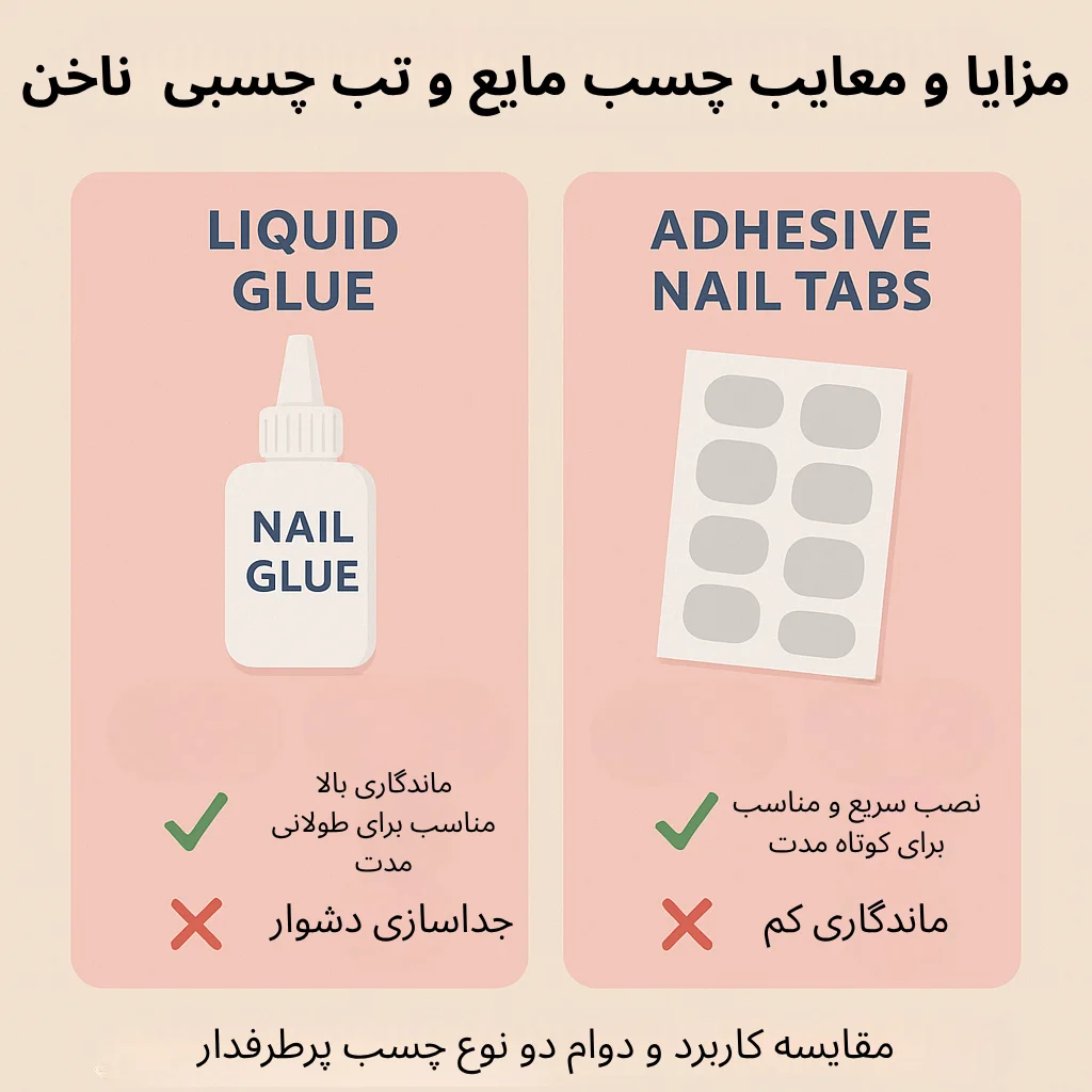 مزایا و معایب چسب مایع و تب چسبی ناخن