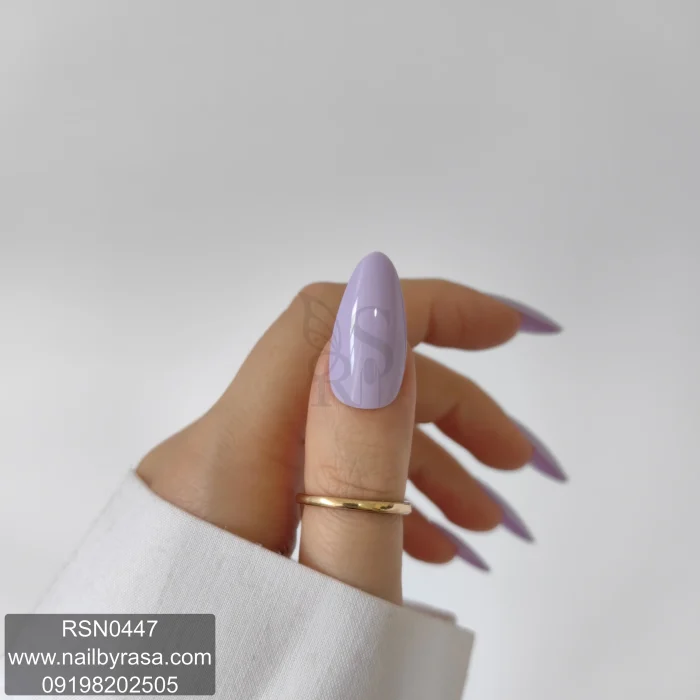 ناخن مصنوعی راسا فرم بادامی رنگ یاسی روشن براق مدل RSN0447