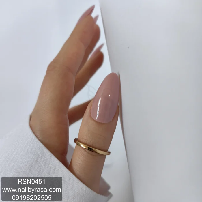 ناخن مصنوعی راسا فرم بادامی رنگ رز پودری براق مدل RSN0451