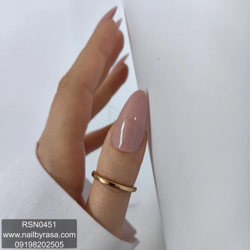 ناخن مصنوعی راسا فرم بادامی رنگ رز پودری براق مدل RSN0451
