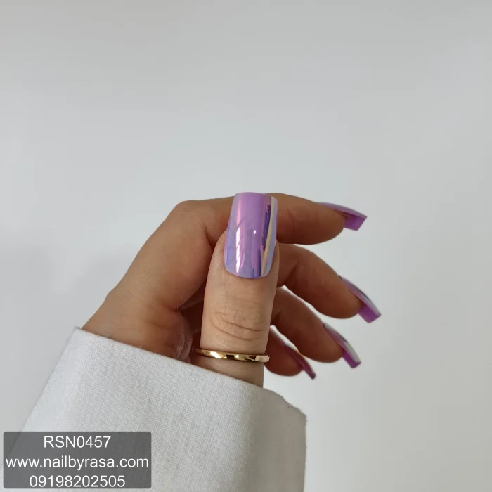 ناخن مصنوعی راسا فرم مربعی رنگ یاسی کروم براق مدل RSN0457