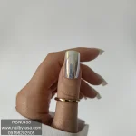 ناخن مصنوعی راسا فرم مربعی رنگ سفید صدفی کروم براق مدل RSN0458