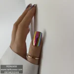 ناخن مصنوعی راسا فرم مربعی رنگ مولتی‌کروم براق (رنگین‌کمانی) مدل RSN0459