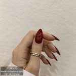 ناخن مصنوعی راسا فرم بادامی رنگ قرمز متالیک براق مدل RSN0466