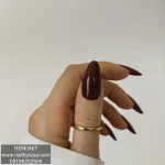 ناخن مصنوعی راسا فرم بادامی رنگ شرابی تیره براق مدل RSN0467