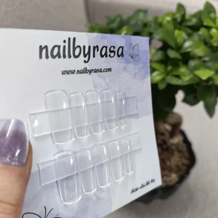 ناخن مصنوعی راسا فرم مربع شیشه ای بی رنگ