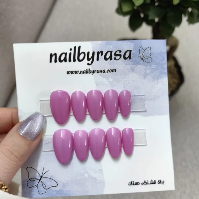 ناخن مصنوعی راسا فرم بادامی رنگ صورتی سرخابی حرارتی