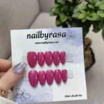 ناخن مصنوعی راسا فرم بادامی رنگ صورتی سرخابی حرارتی