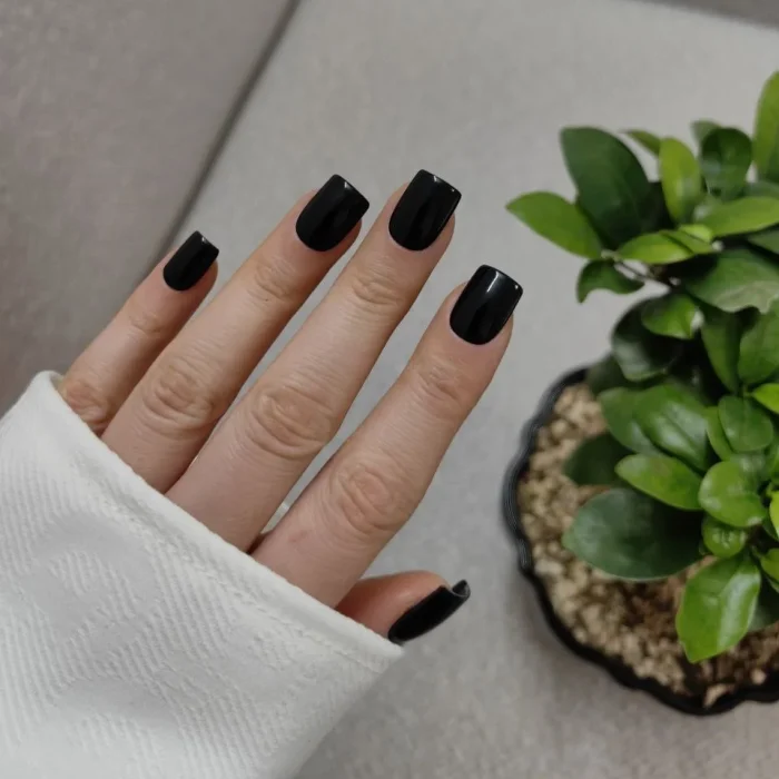 ناخن مصنوعی راسا فرم مربع رنگ مشکی براق