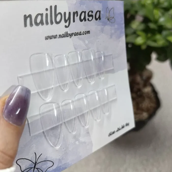 ناخن مصنوعی راسا فرم بادومی شیشه ای بی رنگ