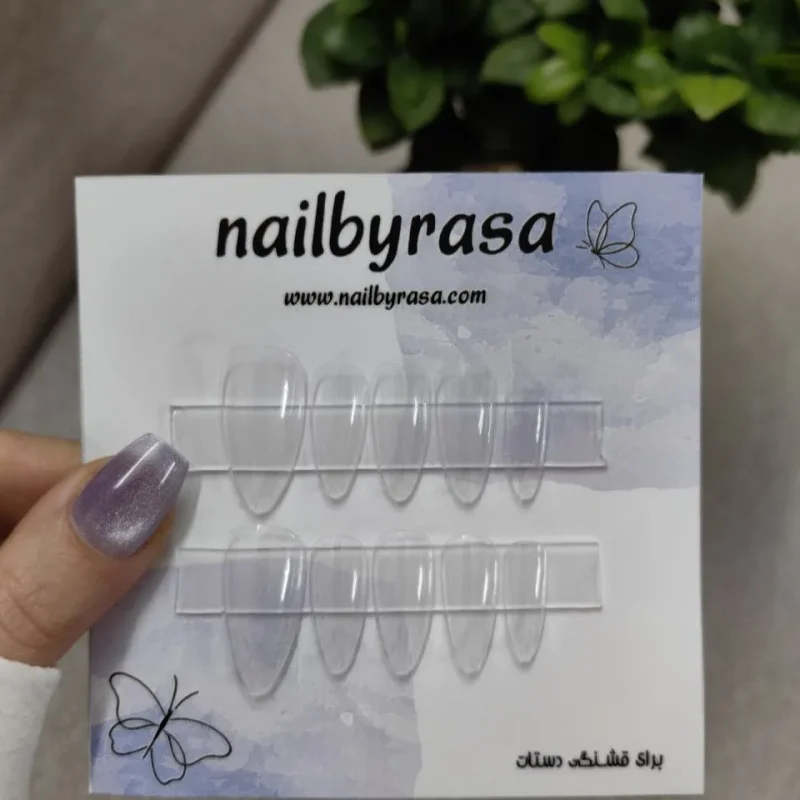 ناخن مصنوعی راسا فرم بادومی شیشه ای بی رنگ