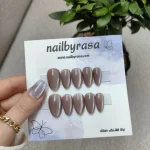 ناخن مصنوعی راسا فرم بادامی رنگ آیس قهوه ای براق