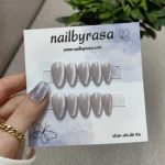 ناخن مصنوعی راسا فرم بادامی رنگ آیس شیری طوسی