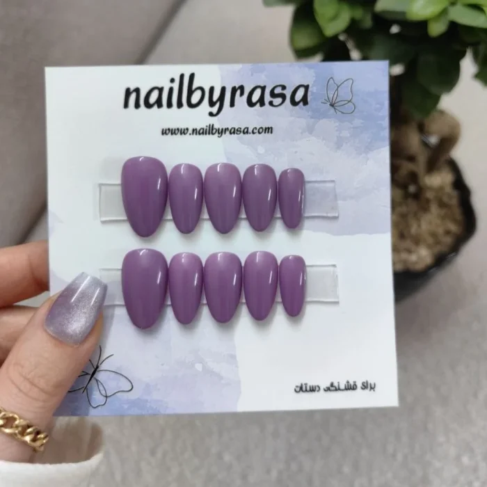 ناخن مصنوعی راسا فرم بادامی رنگ آبی بنفش حرارتی