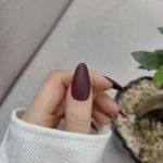 ناخن مصنوعی راسا فرم بادامی رنگ زرشکی و کرم طرح پلنگی مات مدل RSN0487