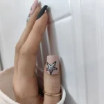 ناخن مصنوعی طرح ستاره اکلیلی نقره ای و مشکی مات مربعی متوسط راسا - RSN0502