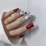 ناخن مصنوعی طرح کارتونی میکی موس اکلیلی نقره ای و قرمز براق مربعی کوتاه راسا - RSN0504
